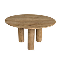 Jasper Round Dining Table in Natural oak - round dining table with cylindrical block legs by LH Imports - Whats New Furniture Portland OR