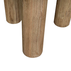 Jasper Round Dining Table side angle showing thick cylindrical oak legs - Whats New Furniture Portland OR