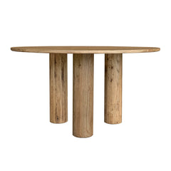 Jasper Round Dining Table top view showing natural oak grain and knot details - Whats New Furniture Portland OR