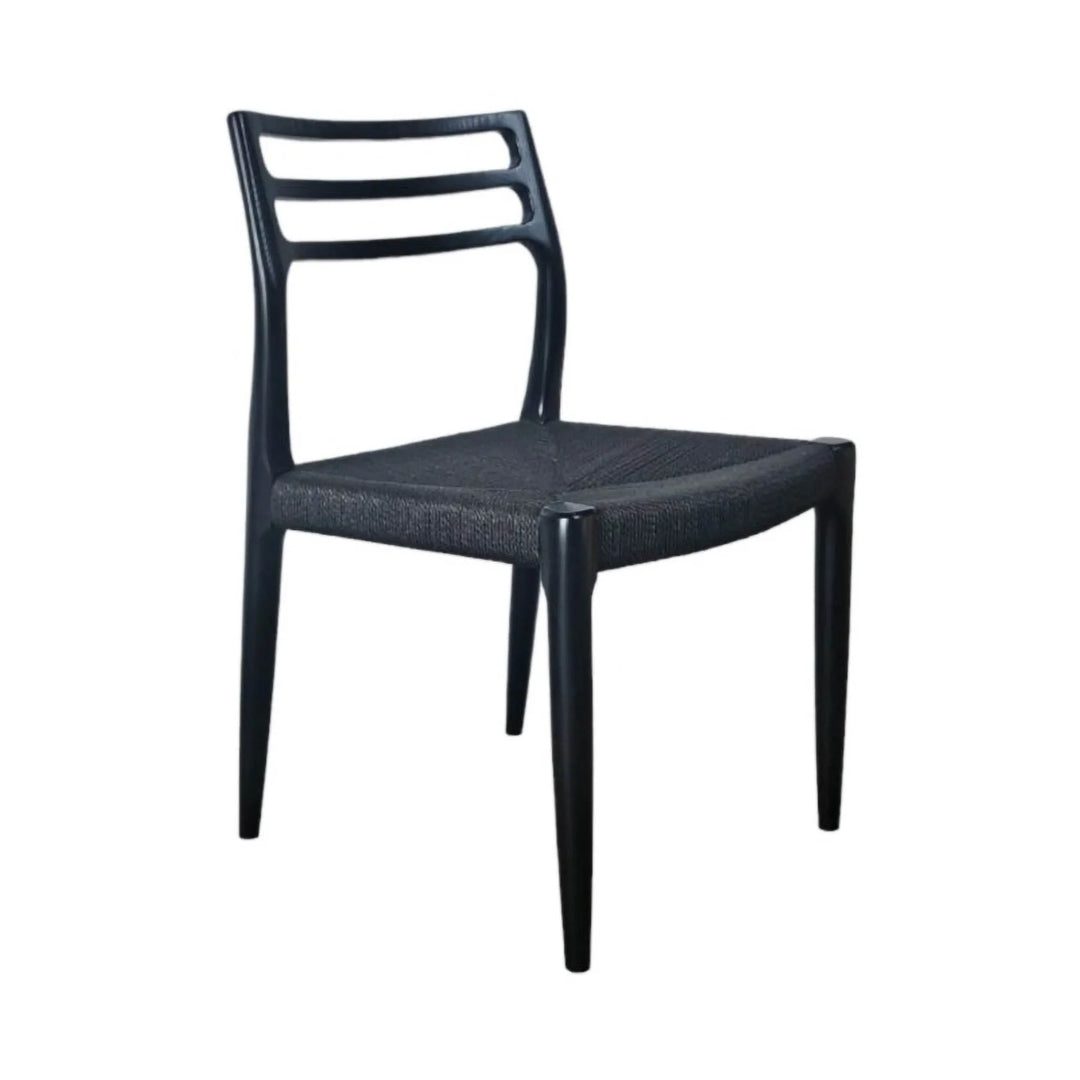 Java Dining Chair (Lh Imports) in Black secondary fabric colorway front view - natural wood dining chair by LH Imports - Whats New Furniture Portland OR