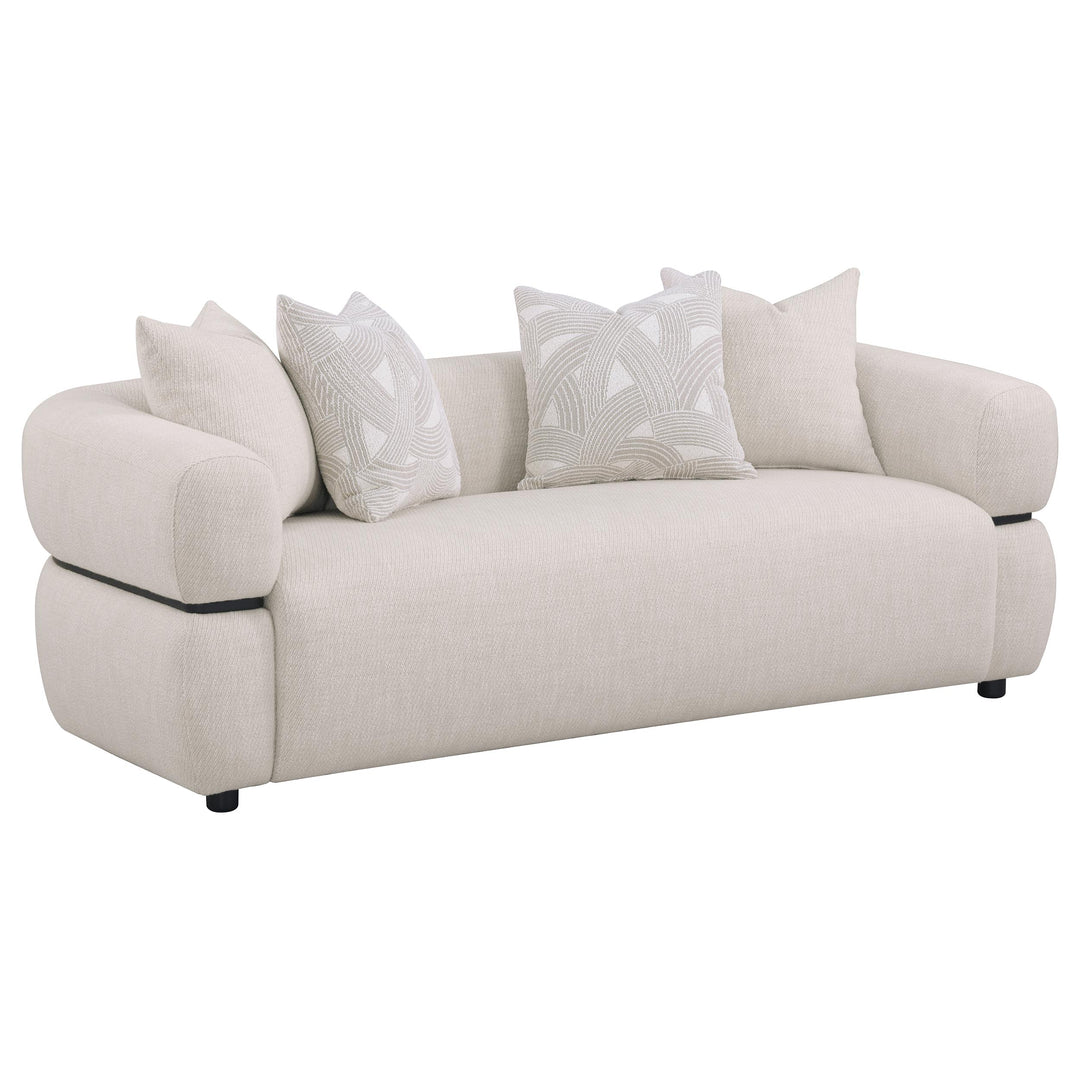 Jeanette 84-inch Fabric Upholstered Round Arm Sofa Beige - What&