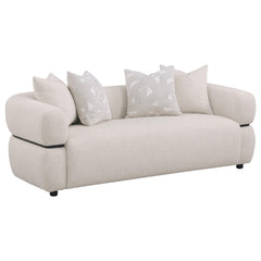 Jeanette 84-inch Fabric Upholstered Round Arm Sofa Beige - What&