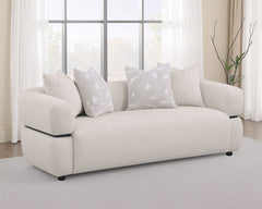 Jeanette 84-inch Fabric Upholstered Round Arm Sofa Beige - What&