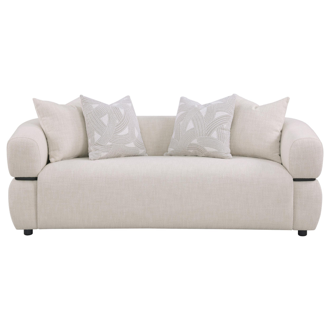 Jeanette 84-inch Fabric Upholstered Round Arm Sofa Beige - What&