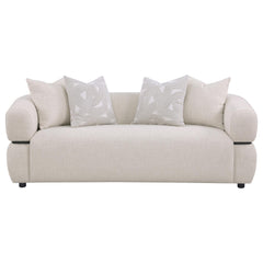 Jeanette 84-inch Fabric Upholstered Round Arm Sofa Beige - What&