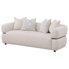 Jeanette 84-inch Fabric Upholstered Round Arm Sofa Beige - What&
