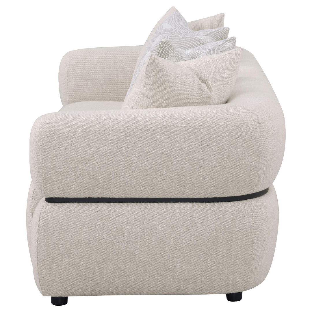 Jeanette 84-inch Fabric Upholstered Round Arm Sofa Beige - What&