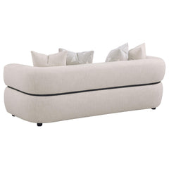 Jeanette 84-inch Fabric Upholstered Round Arm Sofa Beige - What&