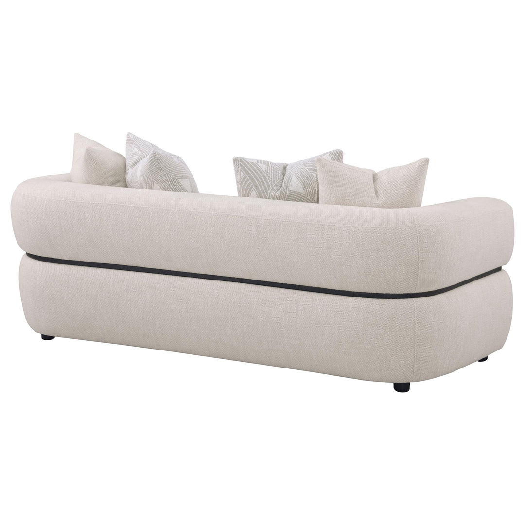 Jeanette 84-inch Fabric Upholstered Round Arm Sofa Beige - What&