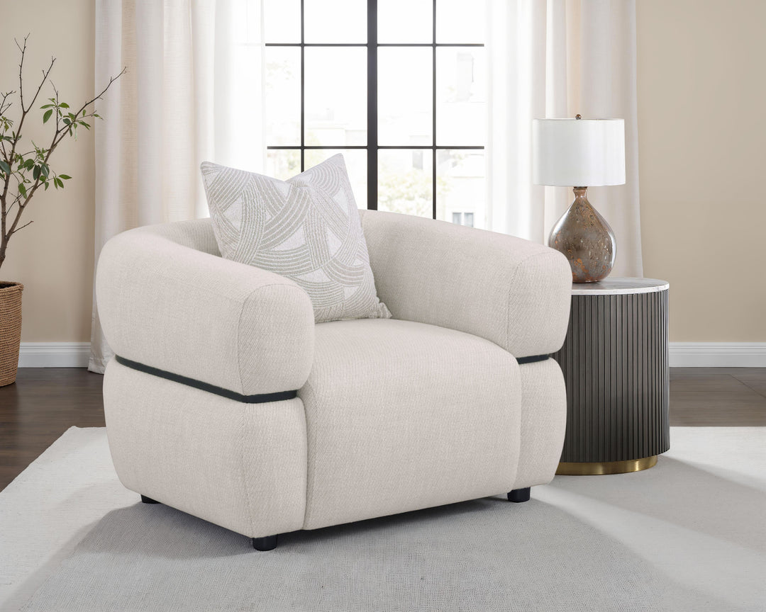 Jeanette Fabric Upholstered Round Arm Accent Chair Beige - What&