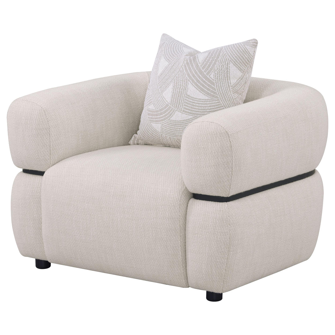 Jeanette Fabric Upholstered Round Arm Accent Chair Beige - What&