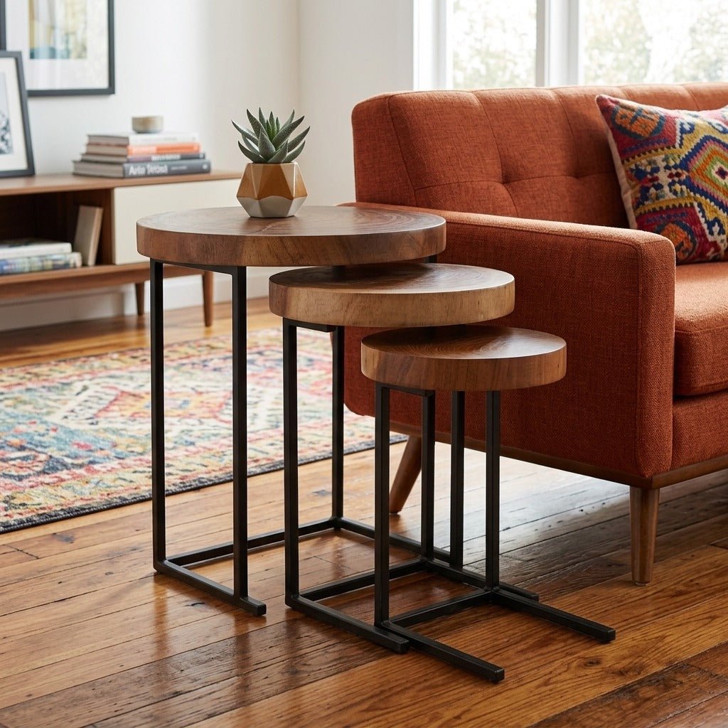 Reclaimed Teak Nesting End Tables - Lifestyle - What&