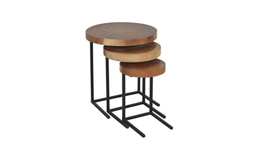Reclaimed Teak Nesting End Tables (Set of 3) - Whats New Furniture - Portland, Oregon