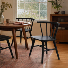 Jeffries Windsor Wood Dining Side Chair Black Set Of 2 styled in Portland 1960s Garden Home ranch living room - What&
