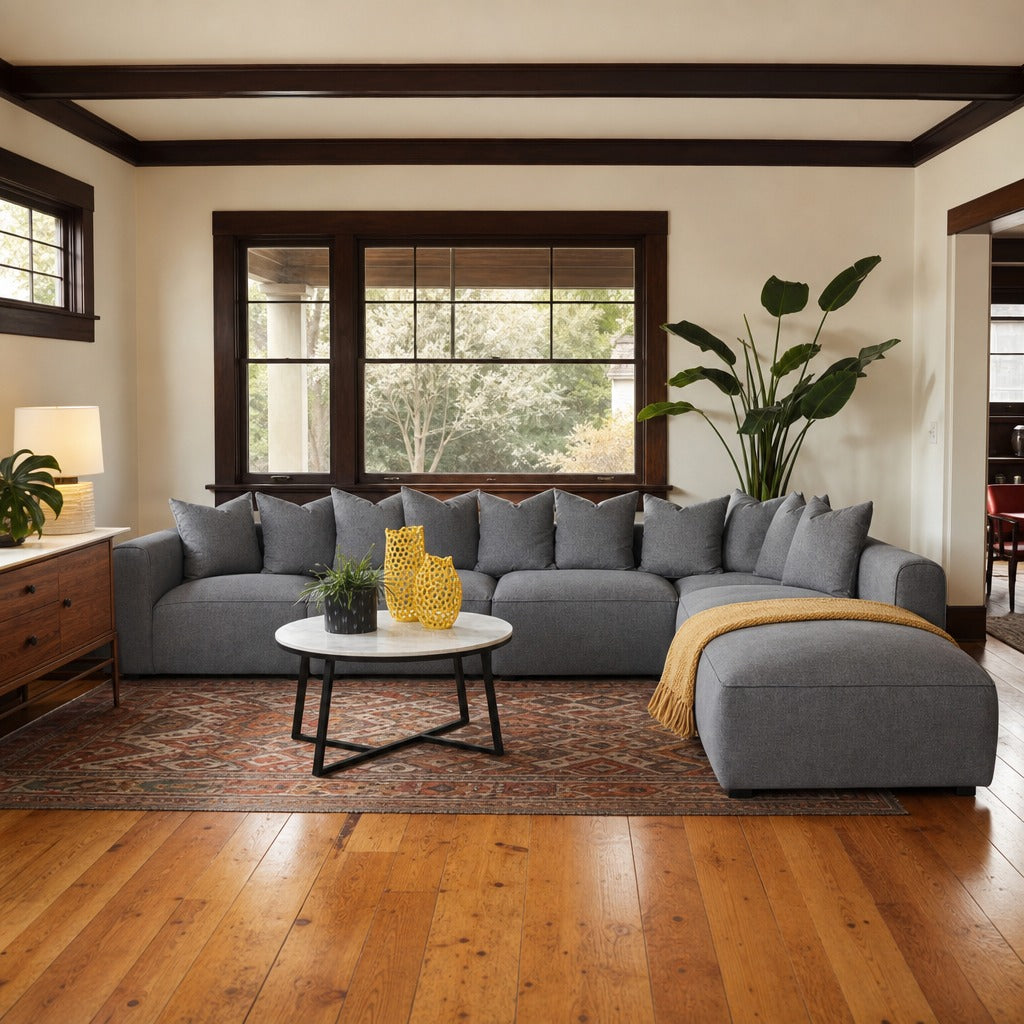 Jennifer 6 Piece Upholstered Modular Sectional Grey styled in Portland Ladd&