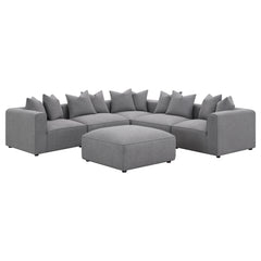 Jennifer Square Upholstered Ottoman Grey - What&