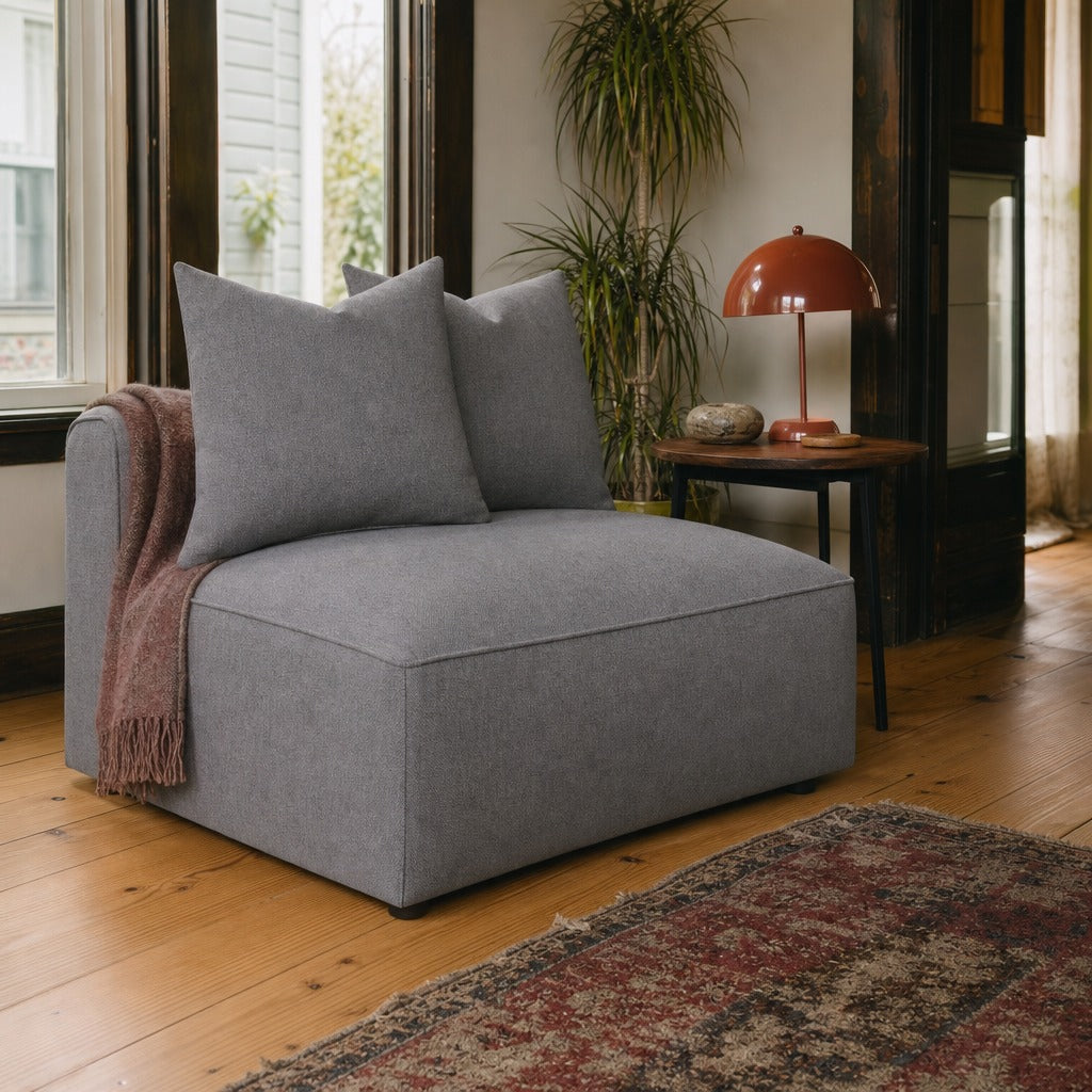 Jennifer Upholstered Armless Chair Grey styled in Portland AlbertArts foursquare living room - What&