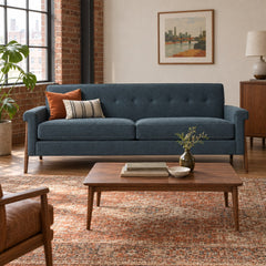 Jesper Sofa in Ethan Lagoon in a Pearl District loft living room - Whats New Furniture Portland OR