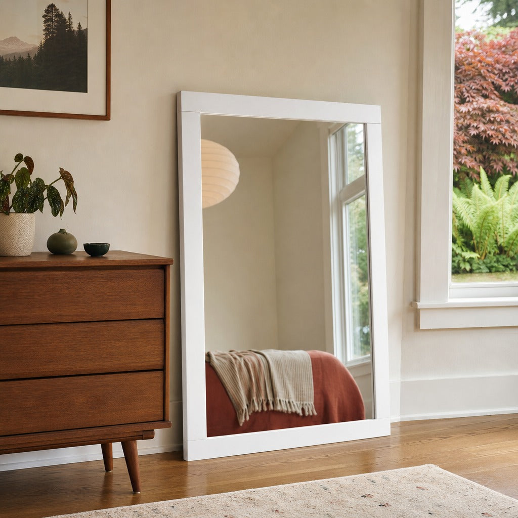 Jessica Dresser Mirror Snow White styled in Portland Montavilla cottage living room - What&