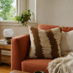 Jockey Ginger Throw Pillow styled in a Portland Alberta Arts sitting room lifestyle - Whats New Furniture