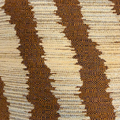 Jockey Ginger rust and cream woven stripe throw pillow fabric close up by Decor Fifty-Five - Whats New Furniture Portland OR