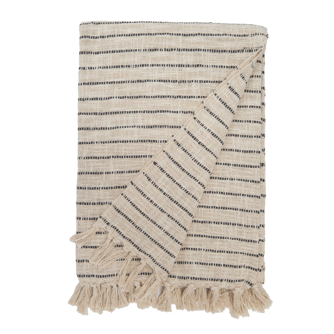 Jojo Oversized Throw in Ivory/Charcoal, studio view - Whats New Furniture Portland