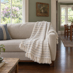 Jojo Oversized Throw in Ivory/Blue Grey styled in a Portland home - Whats New Furniture