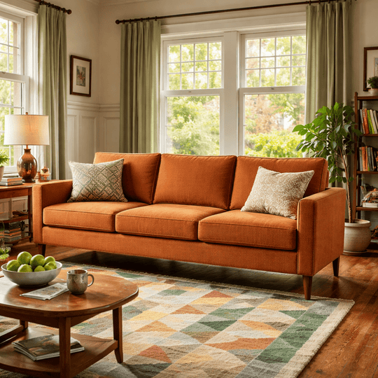 Josie Sofa in Nexus Toffee alternate angle - mid-century sofa by Stylus - Whats New Furniture Portland OR