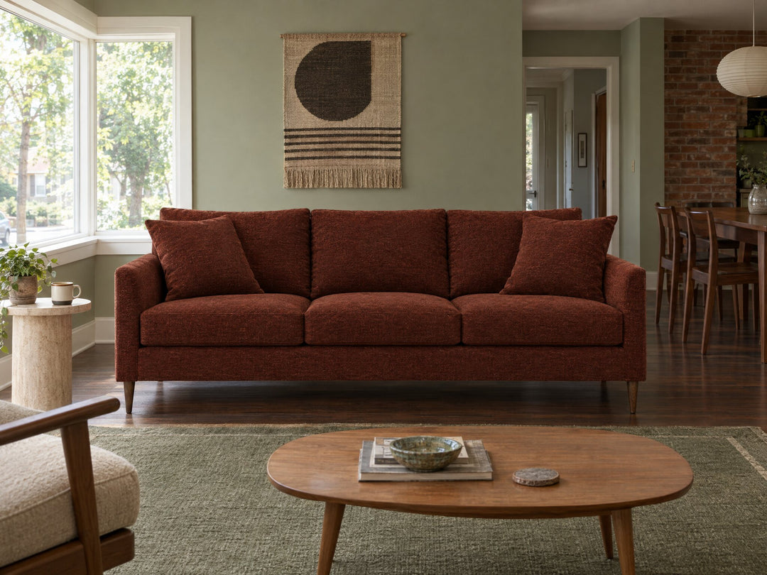 Josie Sofa in Serenity Cinnamon styled in a Montavilla ranch - Whats New Furniture Portland OR