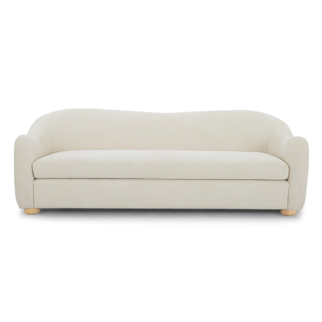 Joss Sofa in Bone alternate angle - curved mid-century sofa private label - Whats New Furniture Portland OR