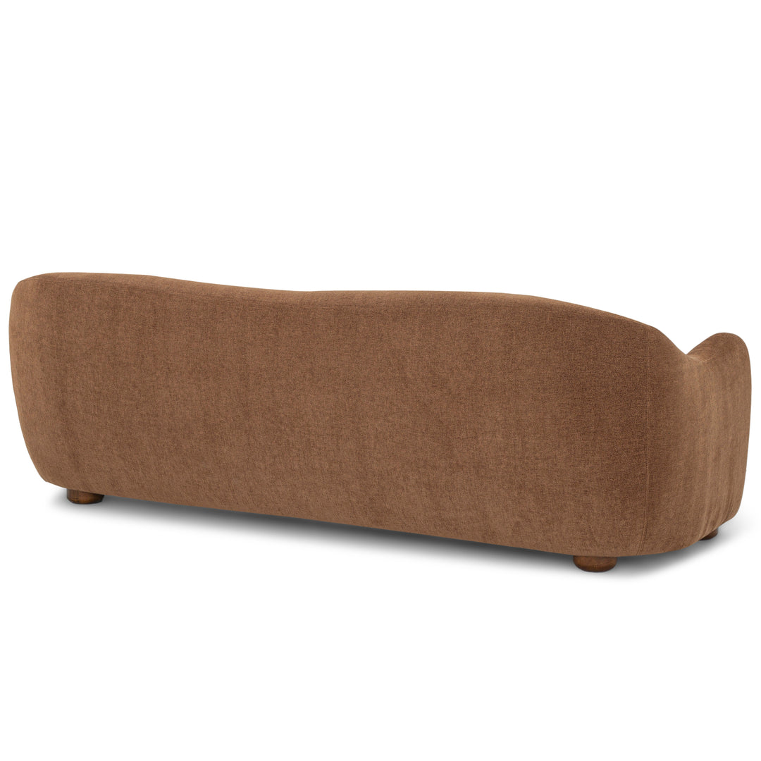 Joss Sofa in Walnut back view - curved mid-century sofa private label - Whats New Furniture Portland OR