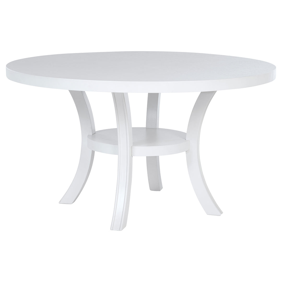 Judd 54-inch Round Dining Wood Table with Shelf Pearl White - What&