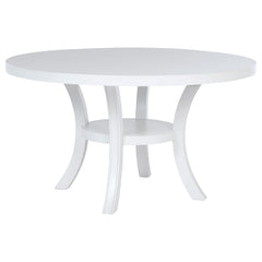 Judd 54-inch Round Dining Wood Table with Shelf Pearl White - What&