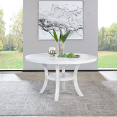 Judd 54-inch Round Dining Wood Table with Shelf Pearl White - What&
