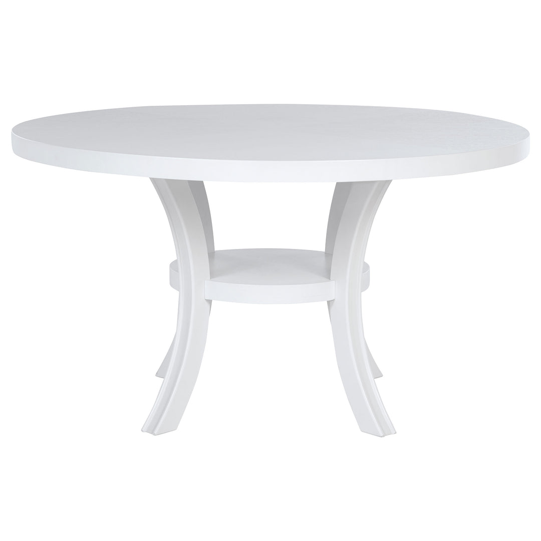 Judd 54-inch Round Dining Wood Table with Shelf Pearl White - What&