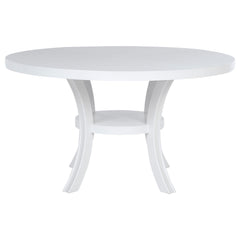 Judd 54-inch Round Dining Wood Table with Shelf Pearl White - What&