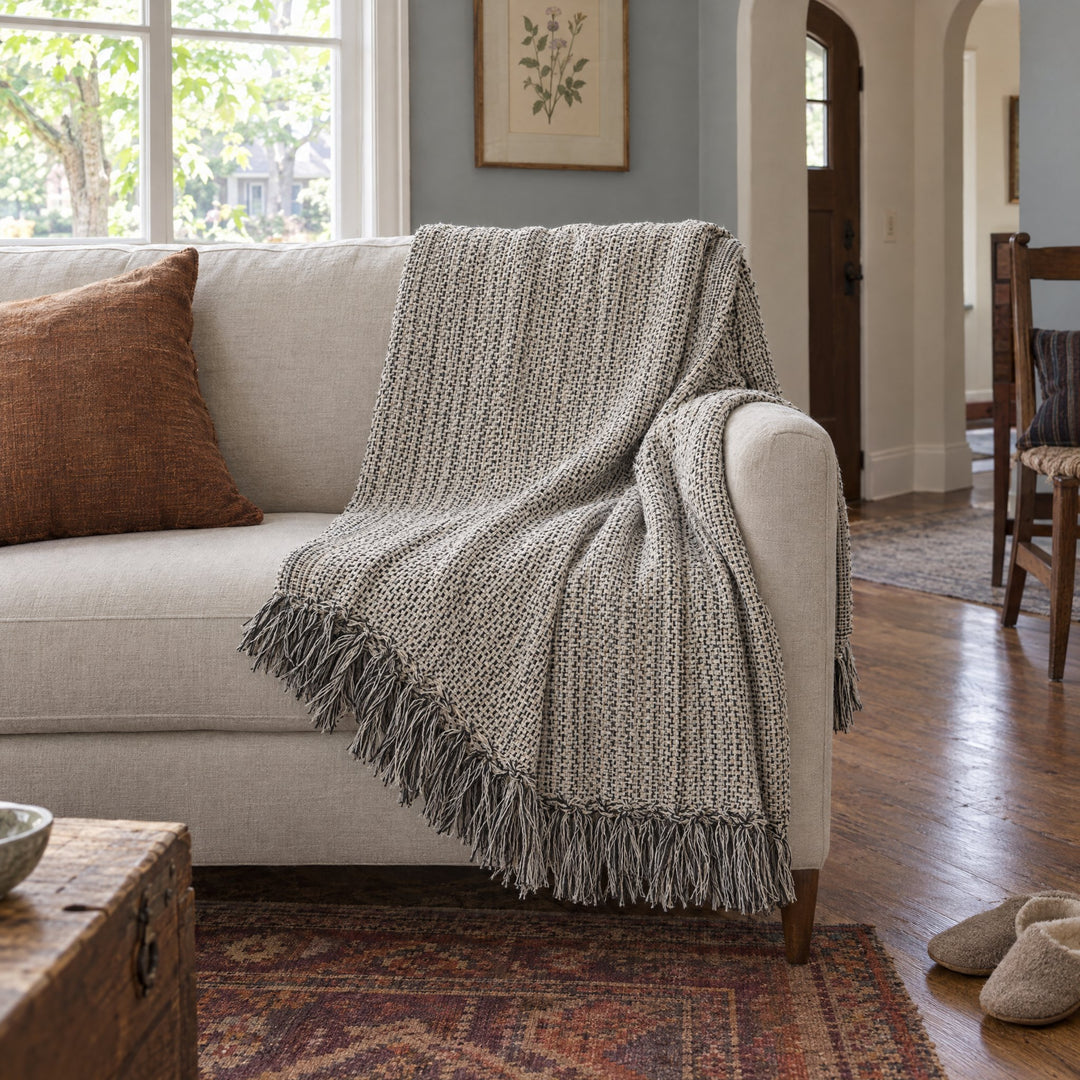 Julian Oversized Throw in Charcoal styled in a Portland home - Whats New Furniture