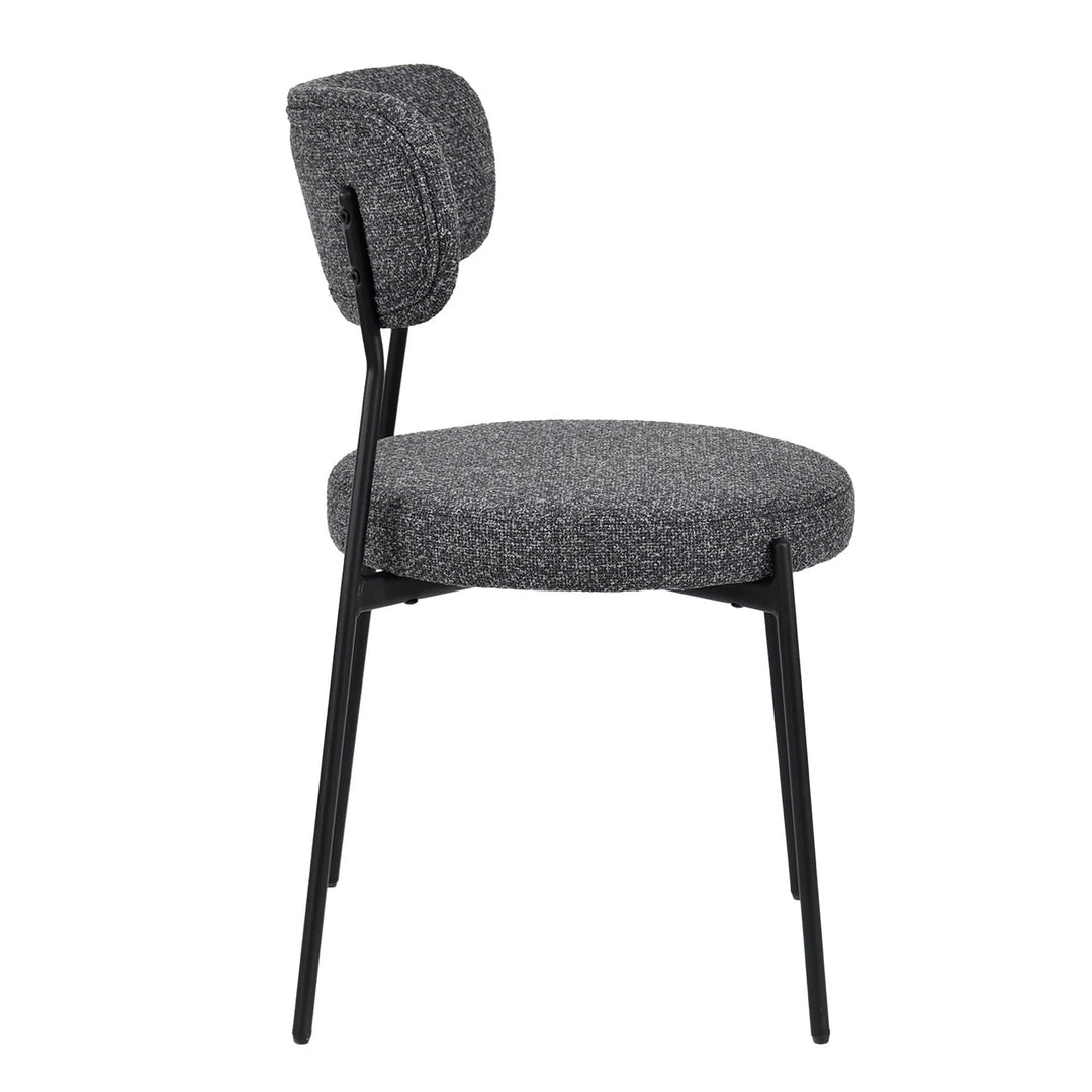 Kai Dining Chair in Chunky Grey side angle - upholstered dining chair by LH Imports - Whats New Furniture Portland OR