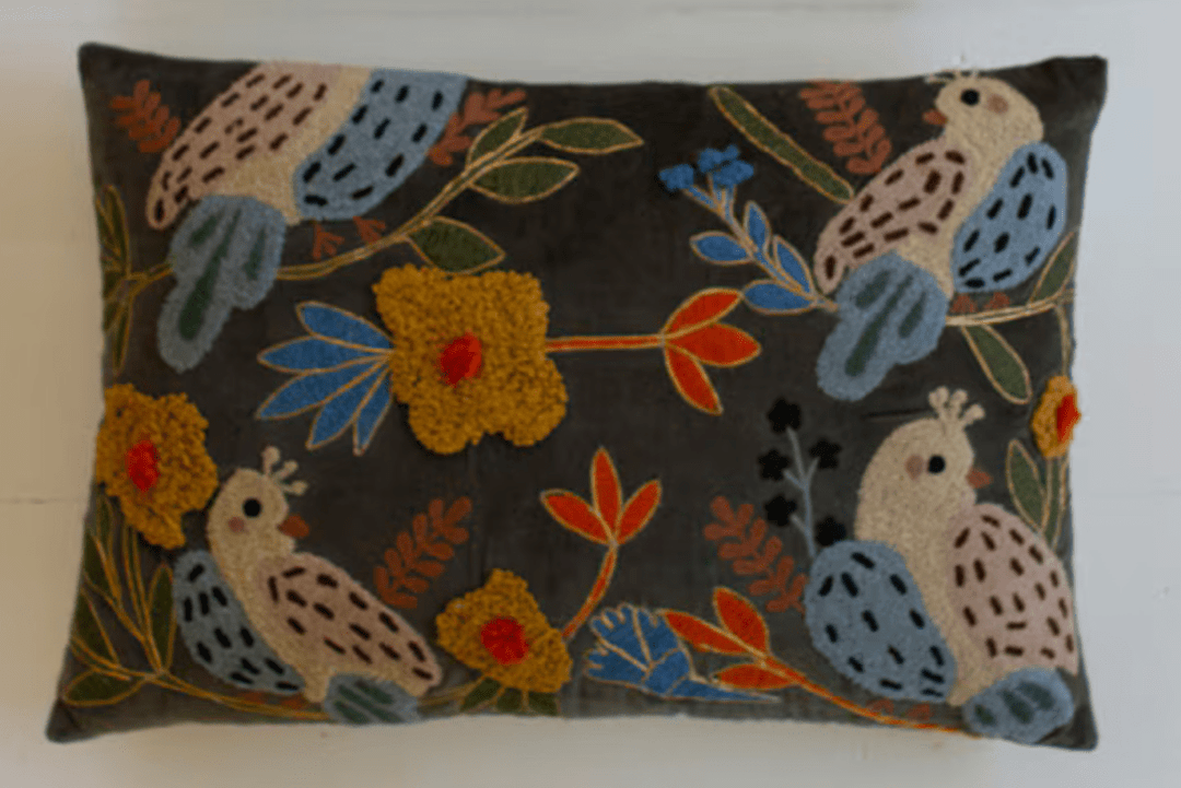 Embroidered Bird Pillows - What&