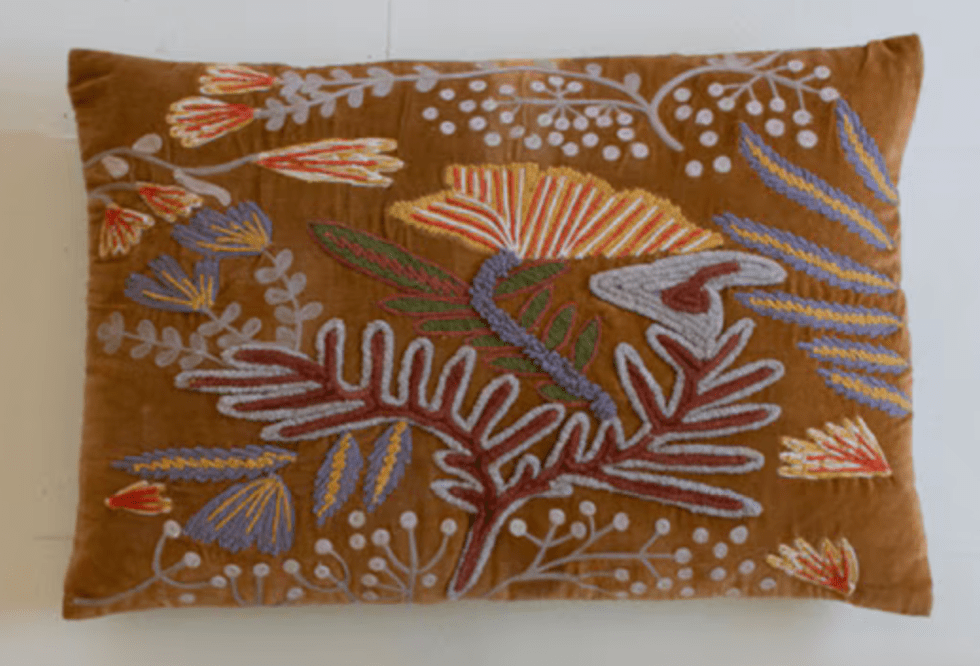 Embroidered Floral Pillows - What&