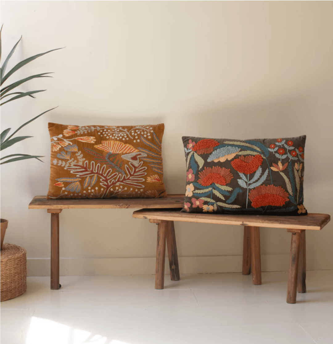 Embroidered Floral Pillows - What&