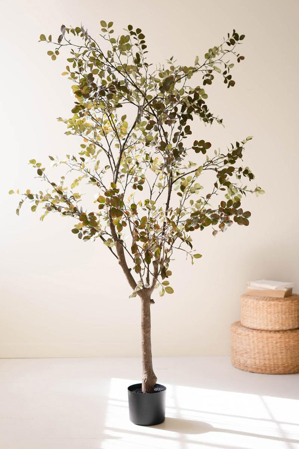 Faux Crepe Myrtle Tree in Black Pot