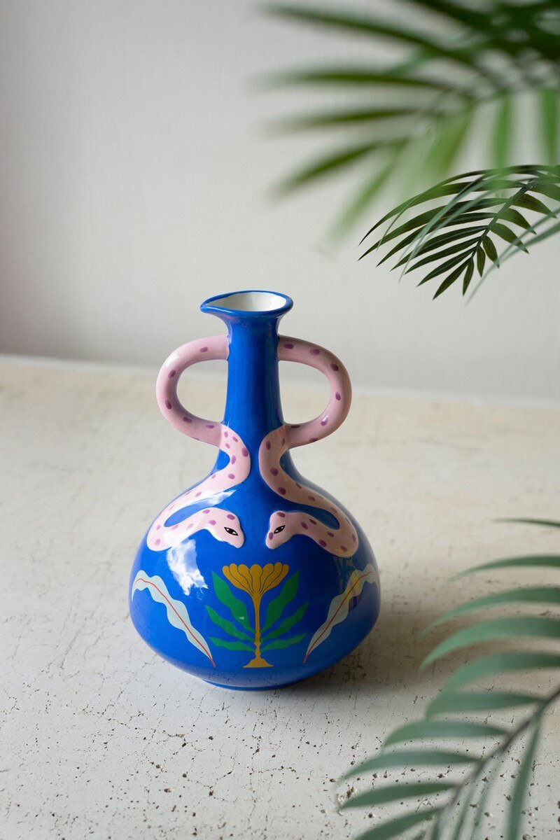 Funky Ceramic Snake Vase - What&