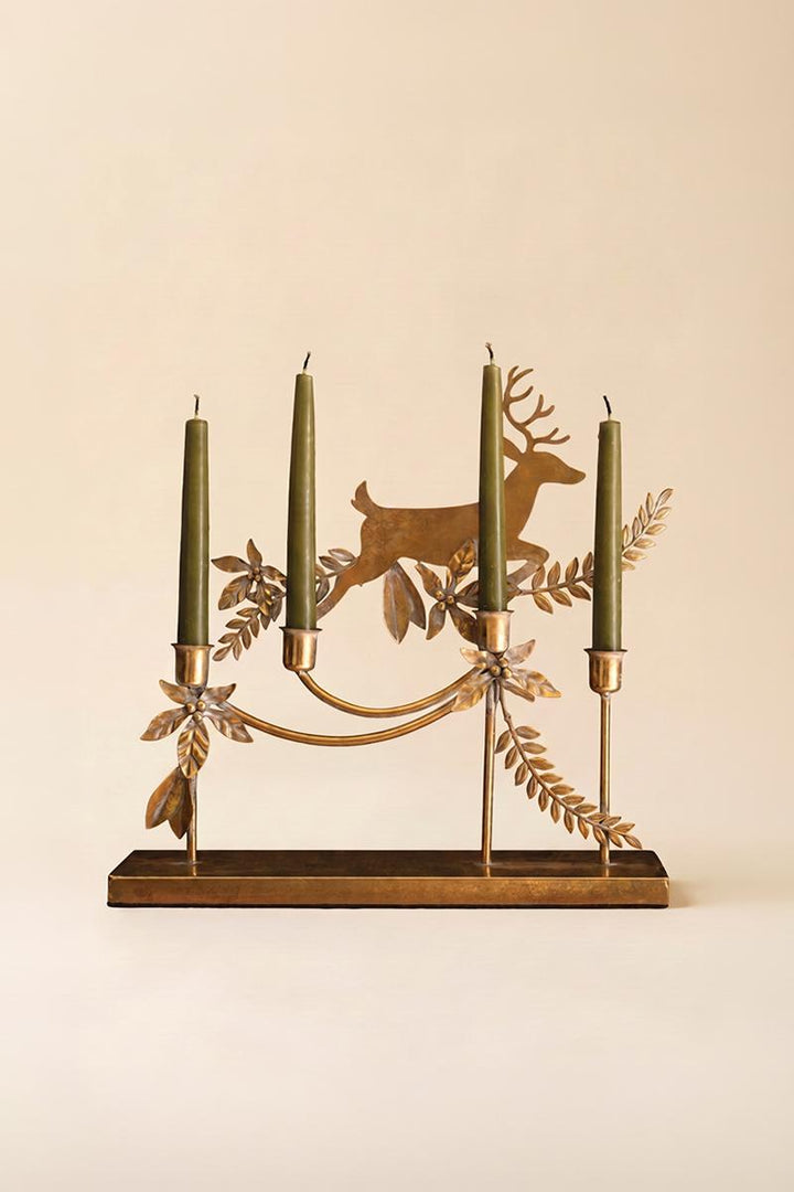 Metal Reindeer Taper Candelabra on a studio background - home decor by Kalalou - Whats New Furniture Portland OR