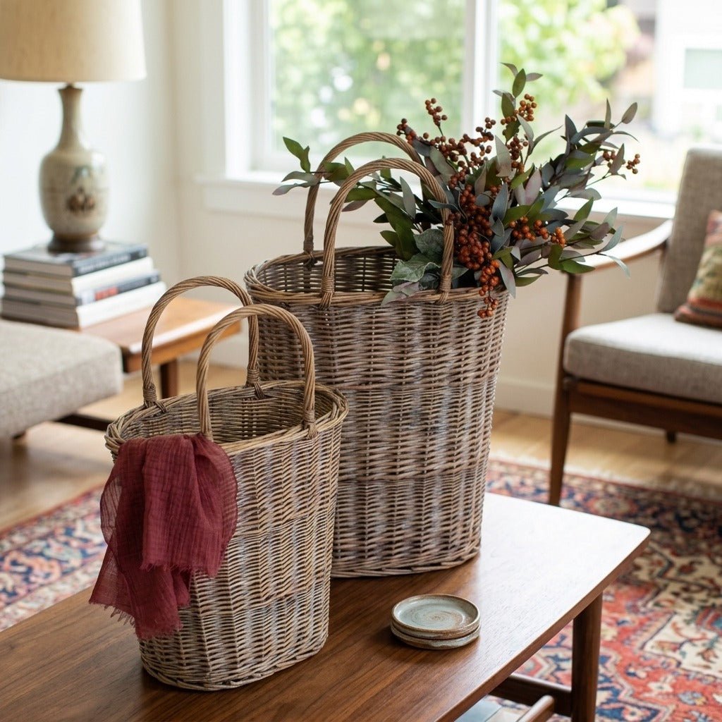 Oval Wicker Baskets (Set of 2) - Lifestyle - What&