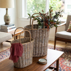 Oval Wicker Baskets (Set of 2) - Lifestyle - What&