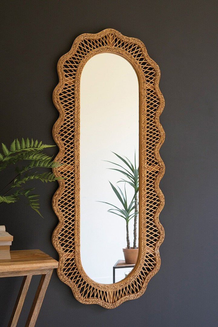 Rattan Squiggle Framed Rectangle Mirror - What's New Furniture - Portland, Oregon