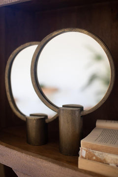 Set of 2 Antique Gold Tabletop Mirrors by Kalalou - alternate product view 4