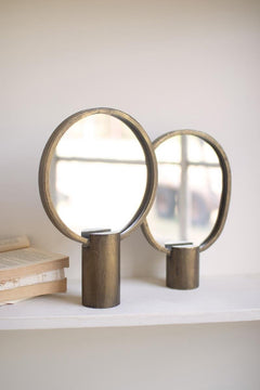 Set of 2 Antique Gold Tabletop Mirrors by Kalalou - alternate product view 3
