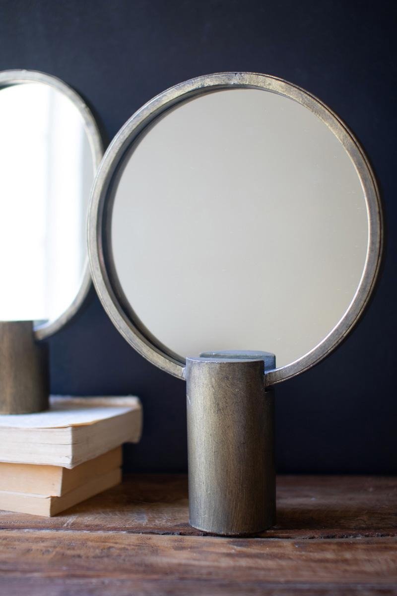 Set of 2 Antique Gold Tabletop Mirrors by Kalalou - alternate product view 2